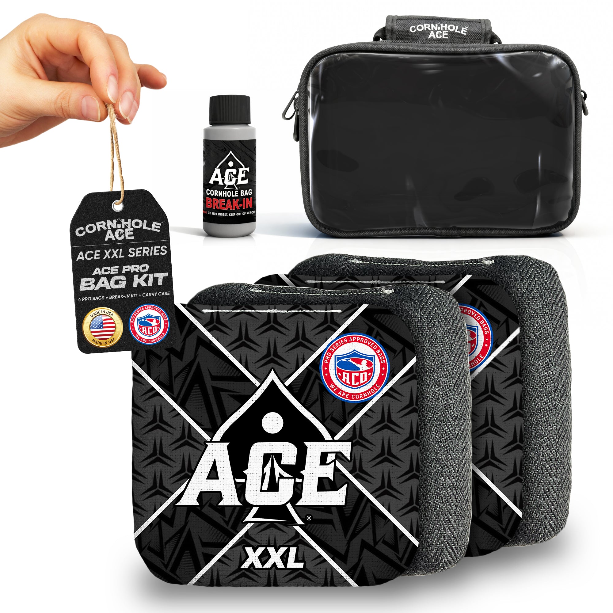 ACE XXL Series Black Carpet ACO Pro Approved Cornhole Bag Kit | 4
