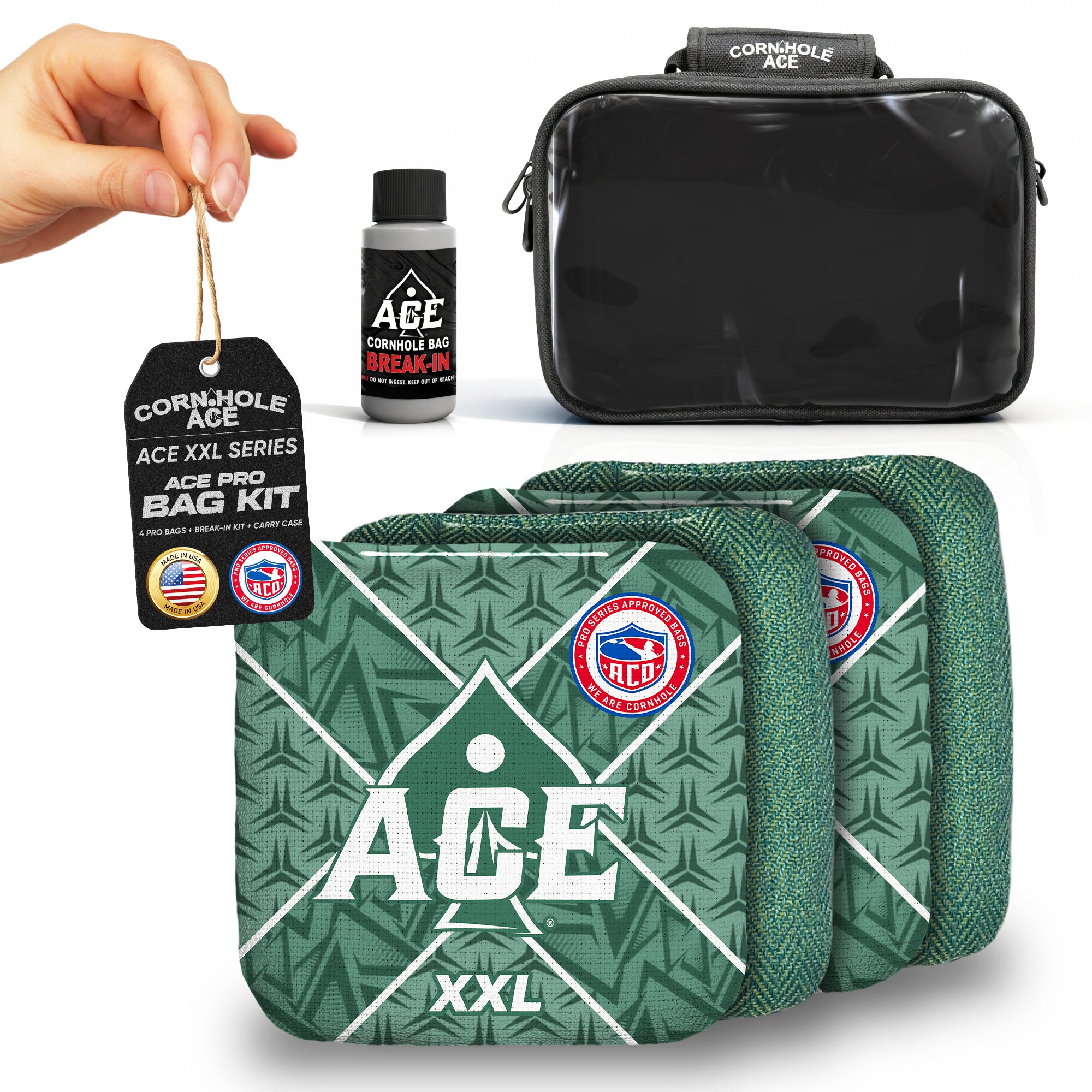 ACE XXL Series Green Carpet ACO Pro Approved Cornhole Bag Kit | 4