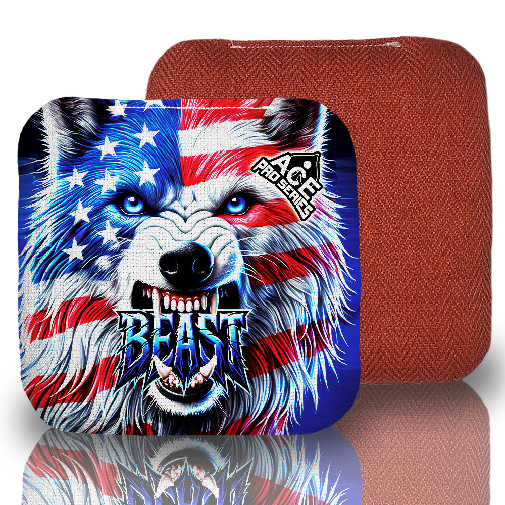 BEAST Red Wolf USA Flag Carpet Cornhole Bags | Set of 4 – CornholeAce