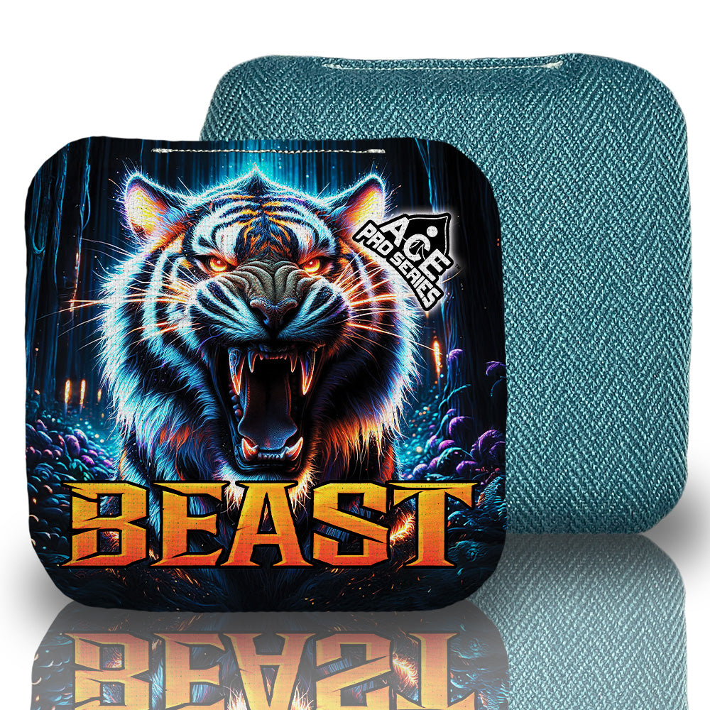BEAST Teal Tiger Carpet Cornhole Bags | Set of 4 – CornholeAce