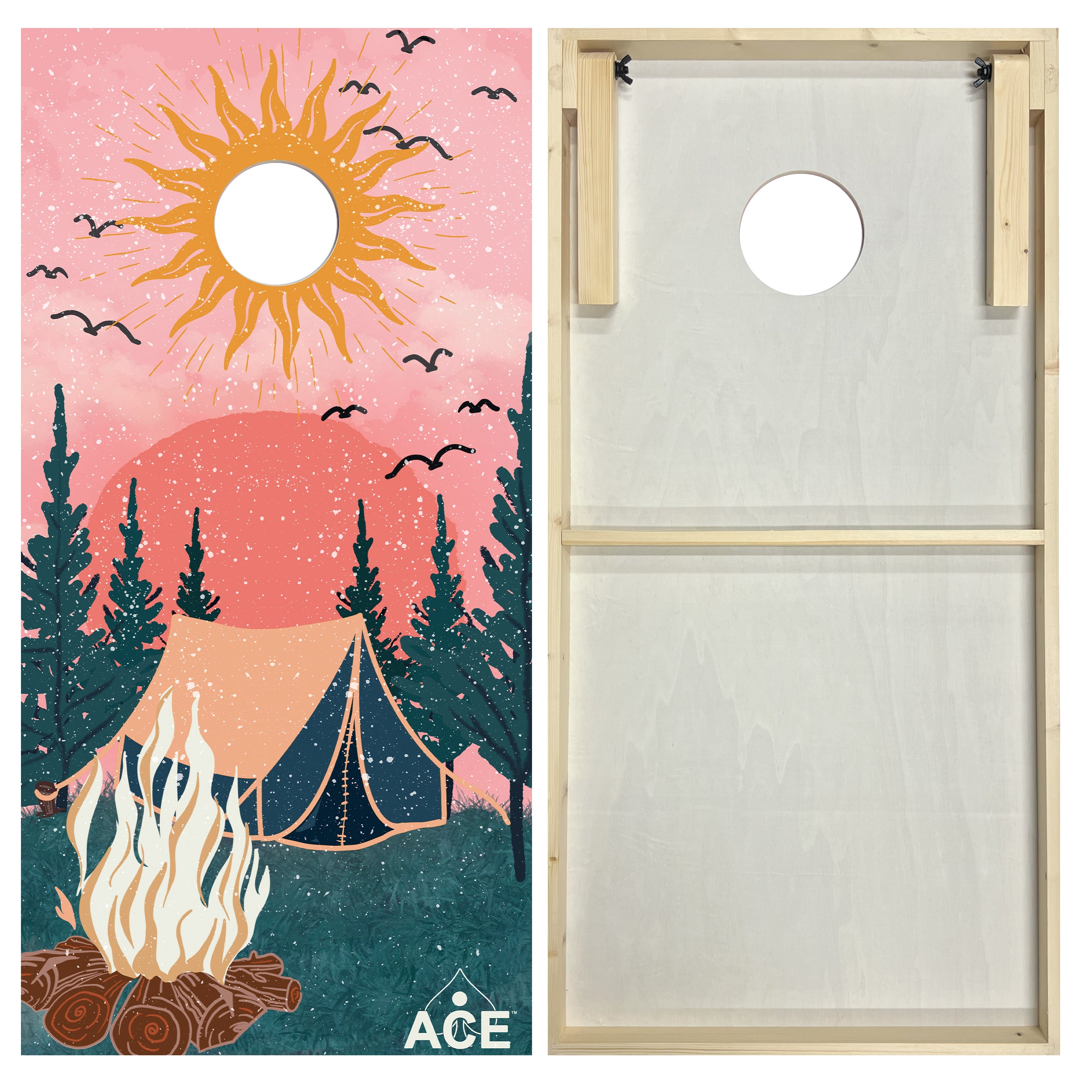 Camping Design Cornhole Board Set | Standard – CornholeAce