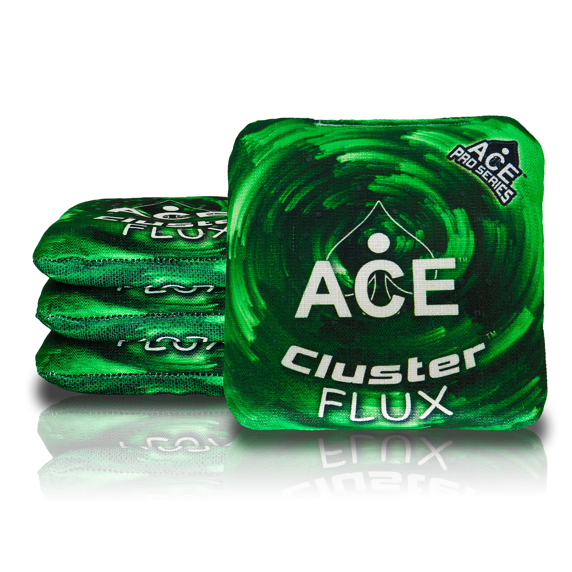 Cluster Flux Green Cornhole Bags | ACE Pro Stamped, Set of 4