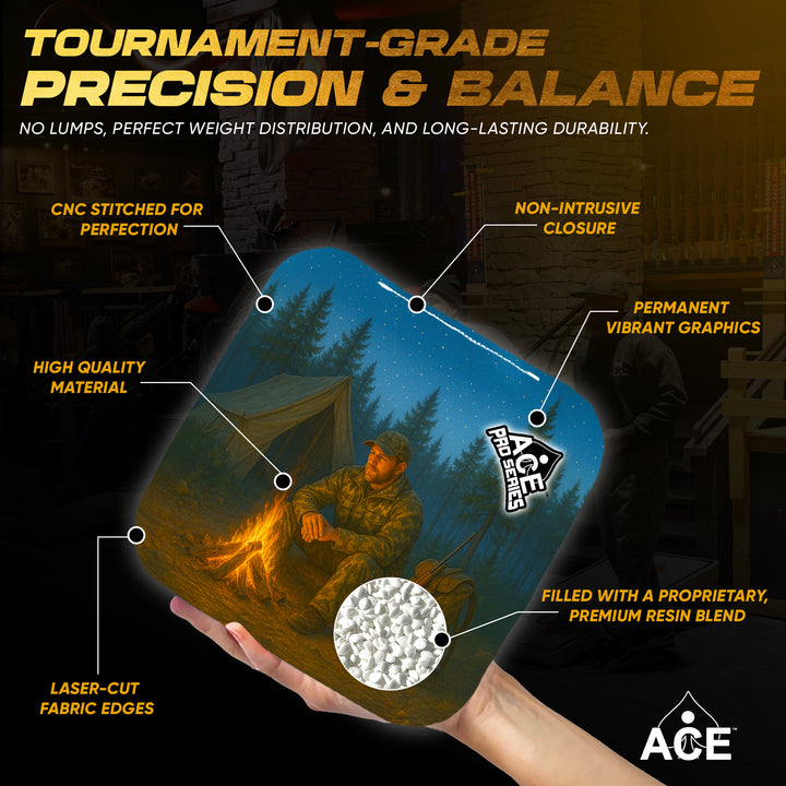 Fireside Watch - Navy Blue Carpet - ACE Pro Carpet Cornhole Bags