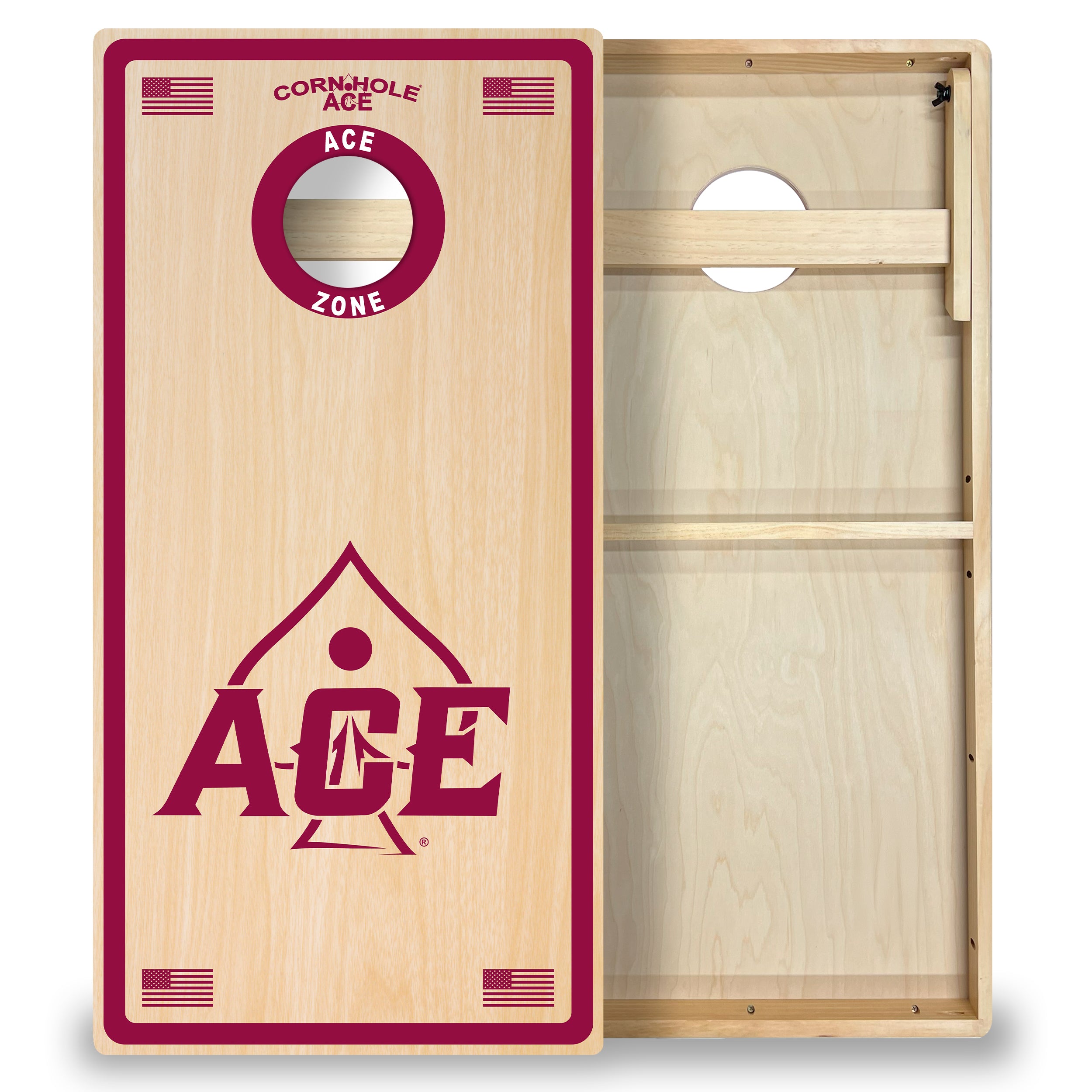 ACE Zone - Maroon Cornhole Board Set | Intermediate – CornholeAce