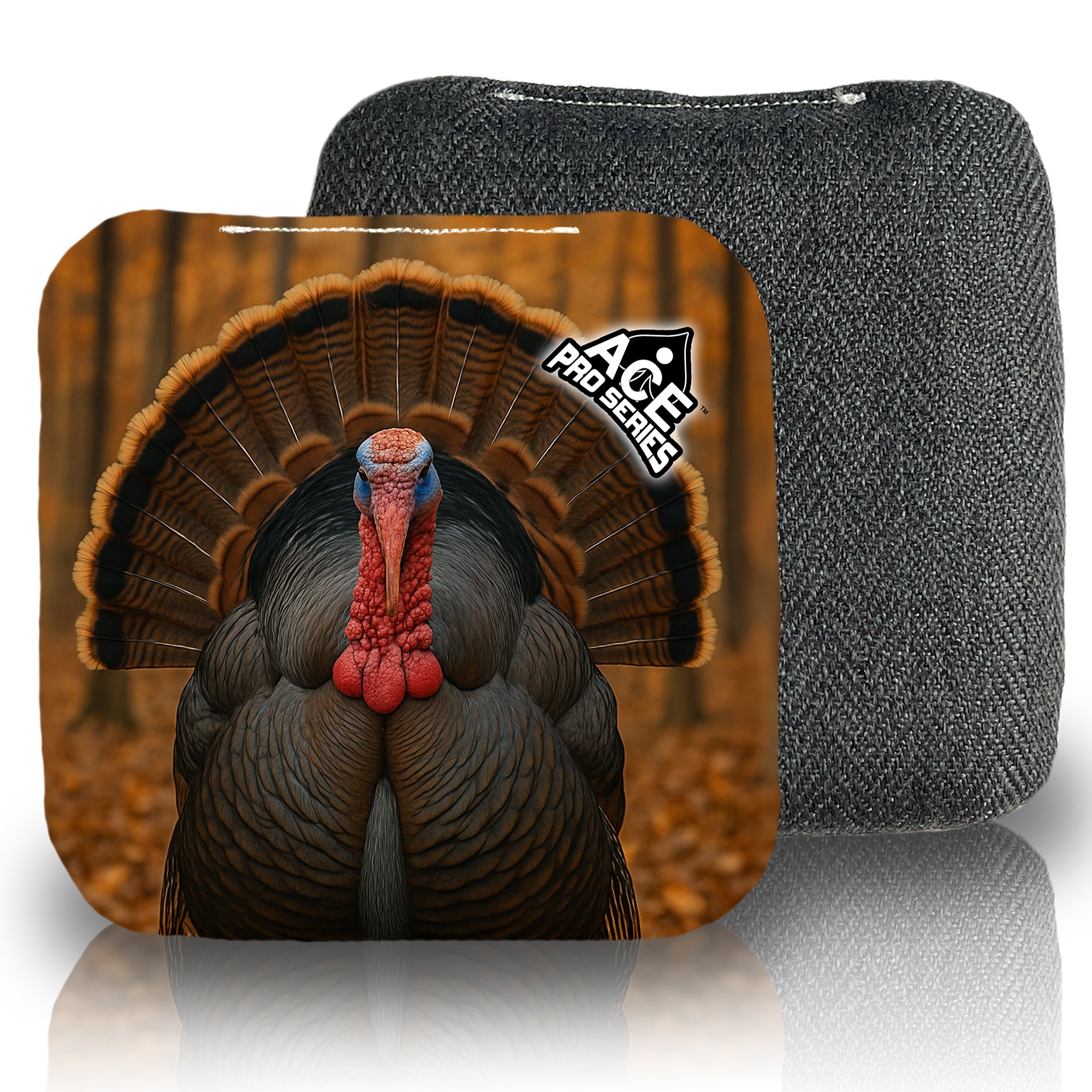 Turkey in Full Fan Black Carpet Cornhole Bags | ACE Pro Carpet