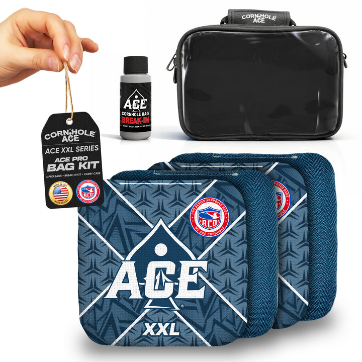 ACE XXL Series - Navy Blue Carpet - ACO Pro Approved Cornhole Bags - Bag Kit: 4 Pro Bags (5/9 Speed)