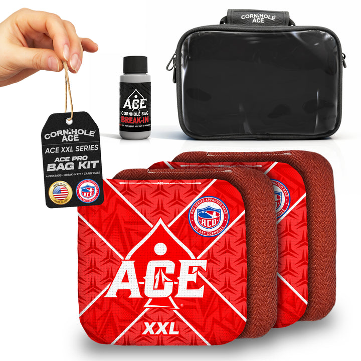 ACE XXL Series - Red Carpet - ACO Pro Approved Cornhole Bags - Bag Kit: 4 Pro Bags (5/9 Speed)