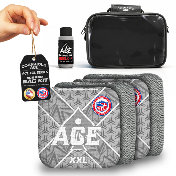 ACE XXL Series - Silver Carpet - ACO Pro Approved Cornhole Bags - Bag Kit: 4 Pro Bags (5/9 Speed)