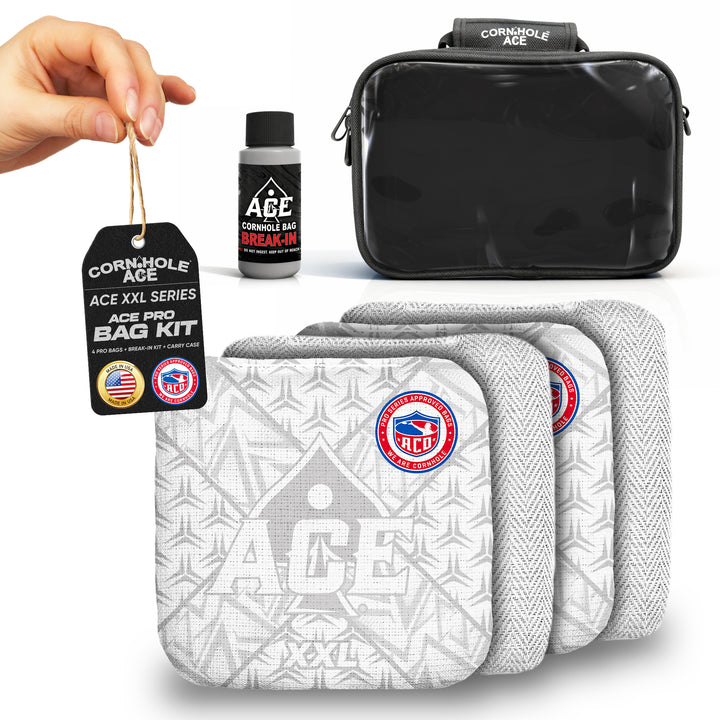 ACE XXL Series - White Carpet - ACO Pro Approved Cornhole Bags - Bag Kit: 4 Pro Bags (5/9 Speed)