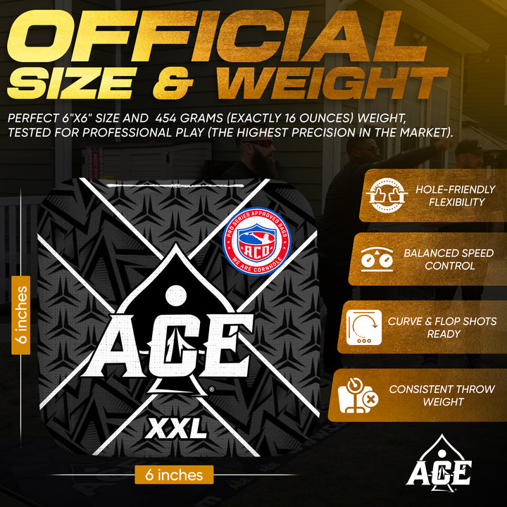 ACE XXL Series - Black Carpet - ACO Pro Approved Cornhole Bags - Bag Kit: 4 Pro Bags (5/9 Speed)