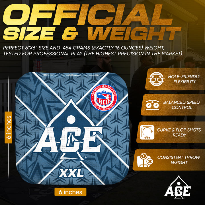 ACE XXL Series - Navy Blue Carpet - ACO Pro Approved Cornhole Bags - Bag Kit: 4 Pro Bags (5/9 Speed)