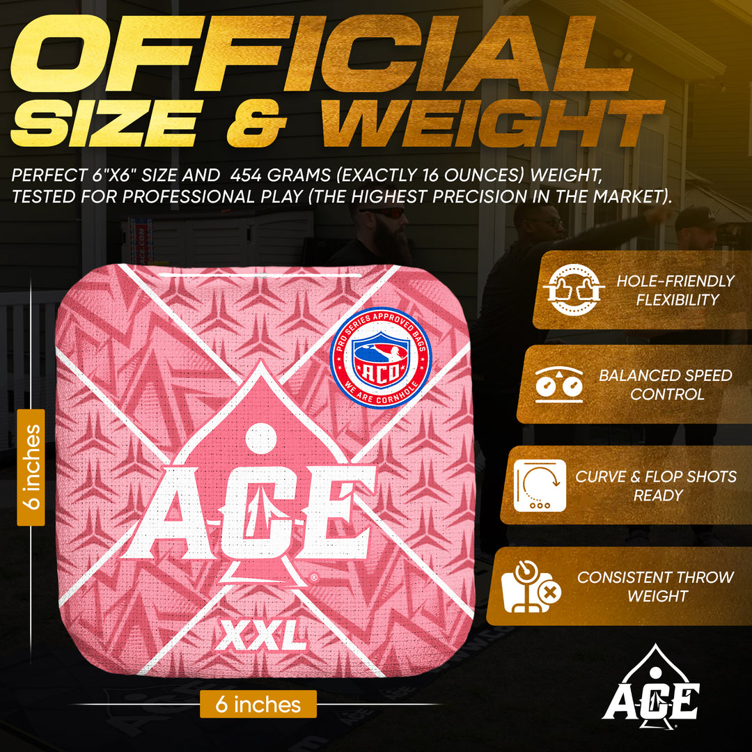 ACE XXL Series - Pink Carpet - ACO Pro Approved Cornhole Bags - Bag Kit: 4 Pro Bags (5/9 Speed)