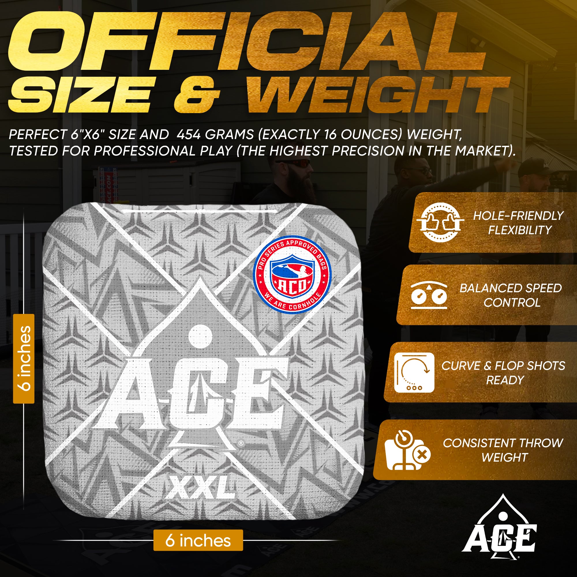ACE XXL Series Silver Carpet ACO Pro Approved Cornhole Bag Kit | 4