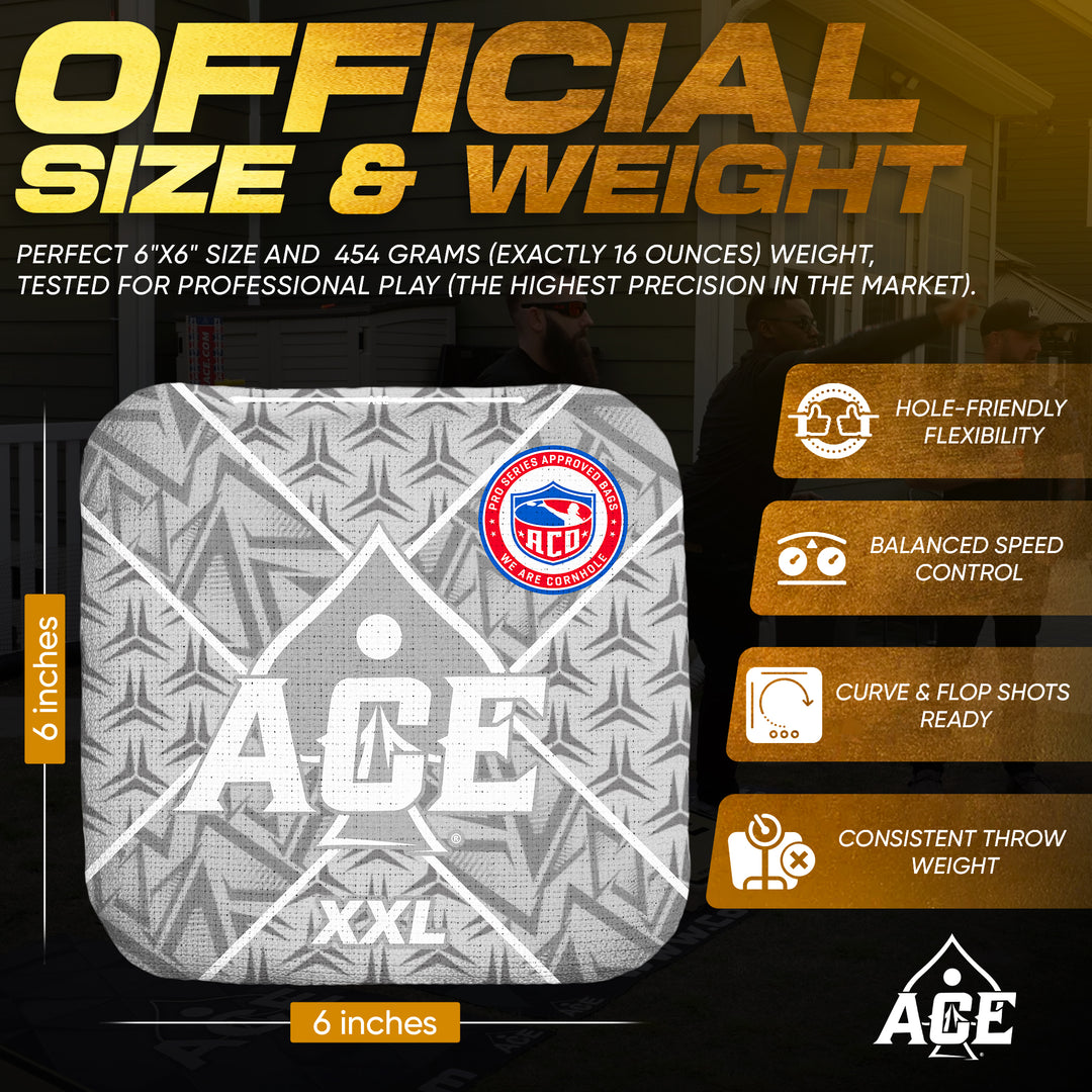 ACE XXL Series - Silver Carpet - ACO Pro Approved Cornhole Bags - Bag Kit: 4 Pro Bags (5/9 Speed)