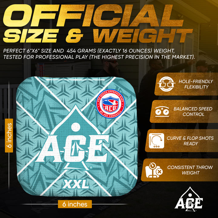 ACE XXL Series - Teal Carpet - ACO Pro Approved Cornhole Bags - Bag Kit: 4 Pro Bags (5/9 Speed)