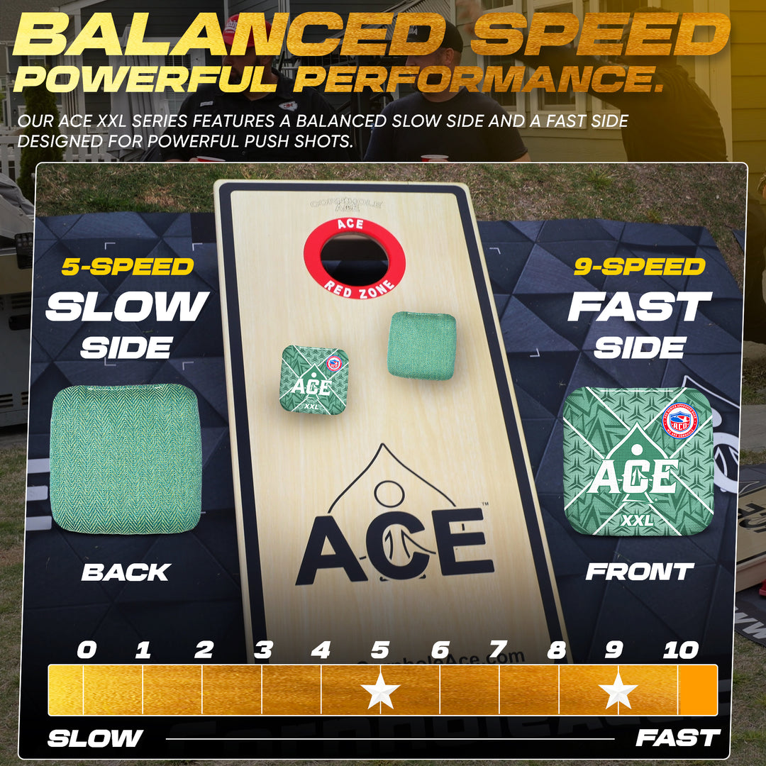 ACE XXL Series - Green Carpet - ACO Pro Approved Cornhole Bags - Bag Kit: 4 Pro Bags (5/9 Speed)