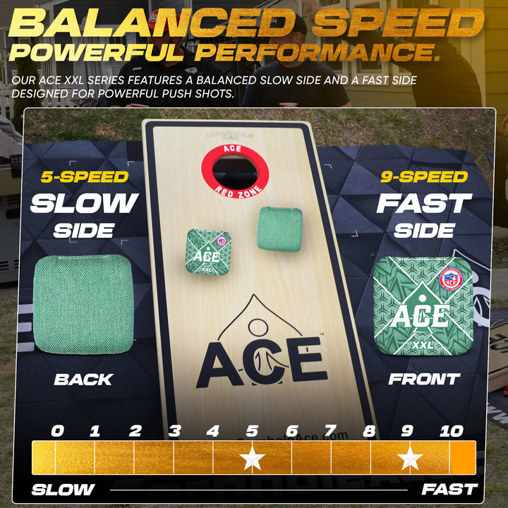 ACE XXL Series - Green Carpet - ACO Pro Approved Cornhole Bags - Bag Kit: 4 Pro Bags (5/9 Speed)