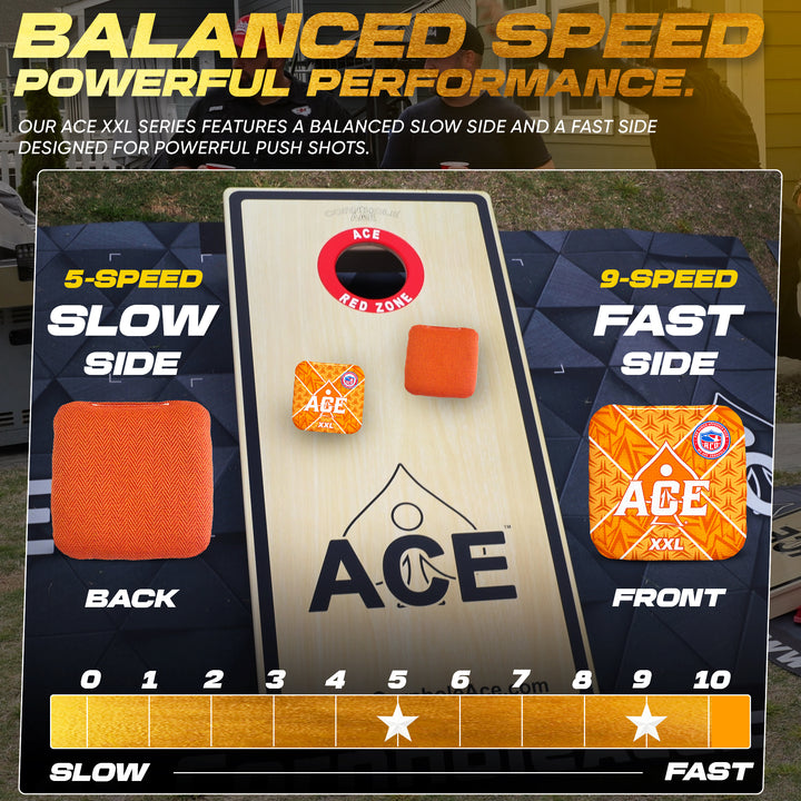 ACE XXL Series - Orange Carpet - ACO Pro Approved Cornhole Bags - Bag Kit: 4 Pro Bags (5/9 Speed)