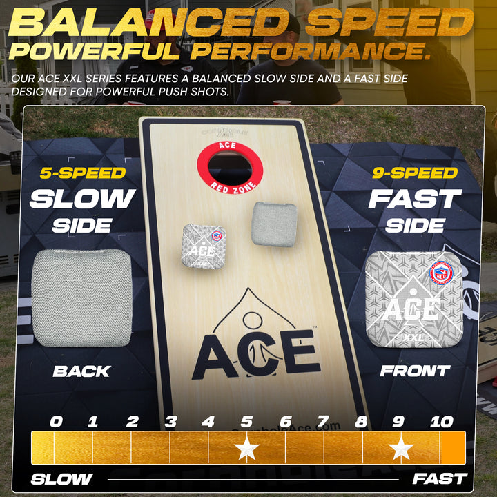 ACE XXL Series - Silver Carpet - ACO Pro Approved Cornhole Bags - Bag Kit: 4 Pro Bags (5/9 Speed)