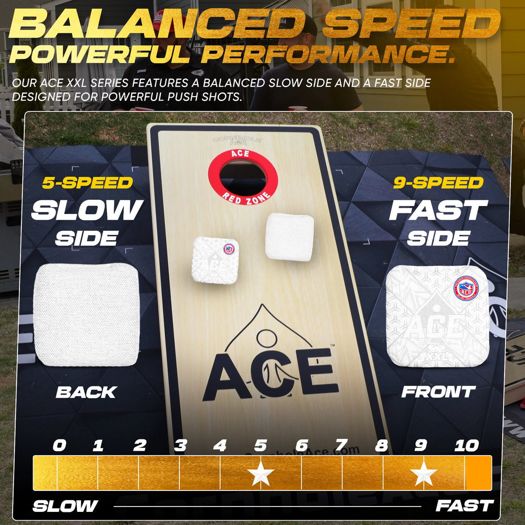 ACE XXL Series - White Carpet - ACO Pro Approved Cornhole Bags - Bag Kit: 4 Pro Bags (5/9 Speed)