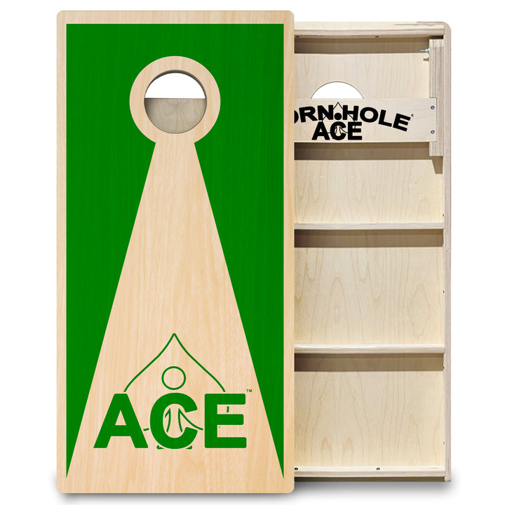 Green ACE Inverse Triangle - Cornhole Board Set - Professional