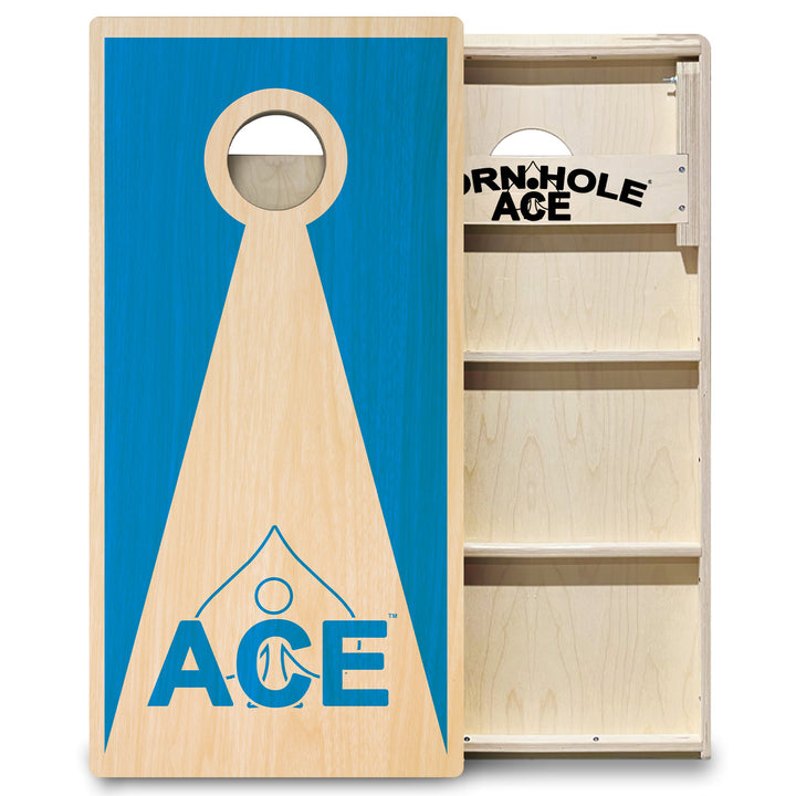 Light Blue ACE Inverse Triangle - Cornhole Board Set - Professional