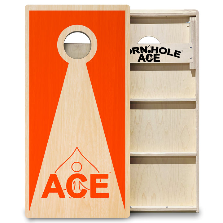 Orange ACE Inverse Triangle - Cornhole Board Set - Professional