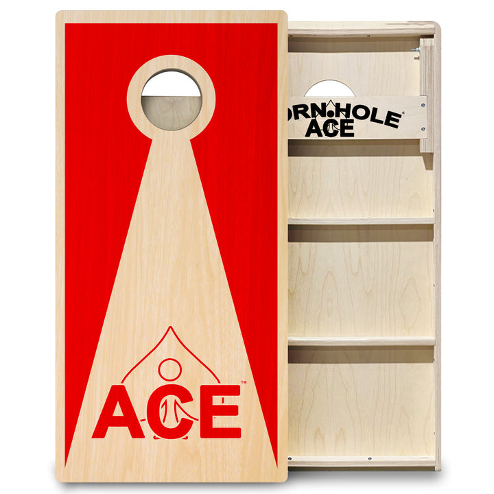 Red ACE Inverse Triangle - Cornhole Board Set - Professional