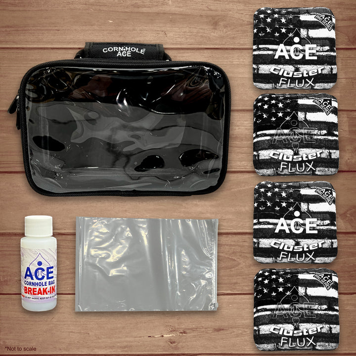 Cluster Flux - USA Flag Bricks - Black & White - ACE Pro Bag Kit: 4 Pro Bags + Break-In Kit + Carry Case