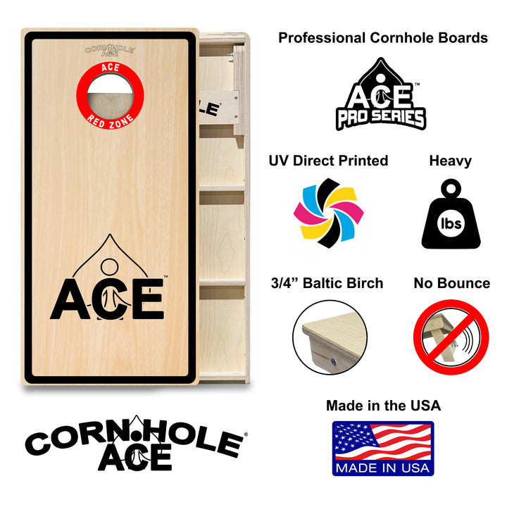 ACE Red Zone NO WEBSITE (Blemish) - Professional Tournament Cornhole Board Set