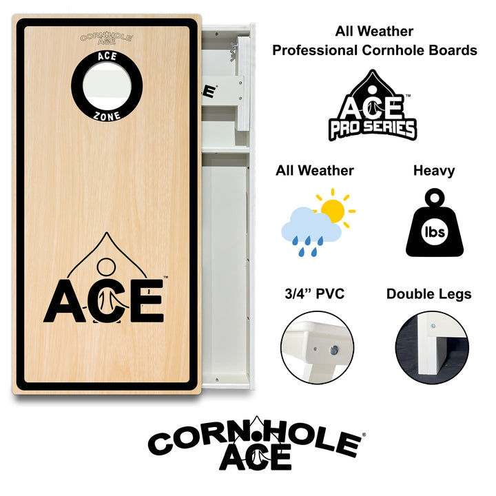 ACE Zone - Black - Cornhole Board Set - All Weather