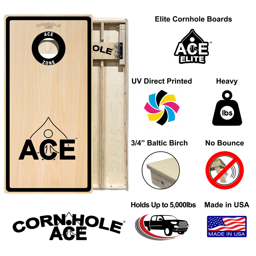 ACE Zone - Black - Cornhole Board Set - Elite