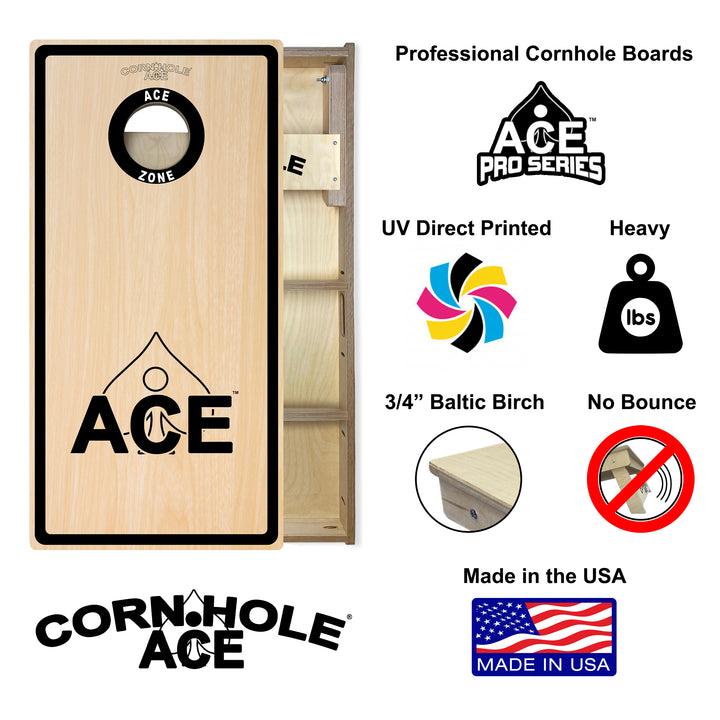 ACE Zone - Black - Cornhole Board Set - Professional