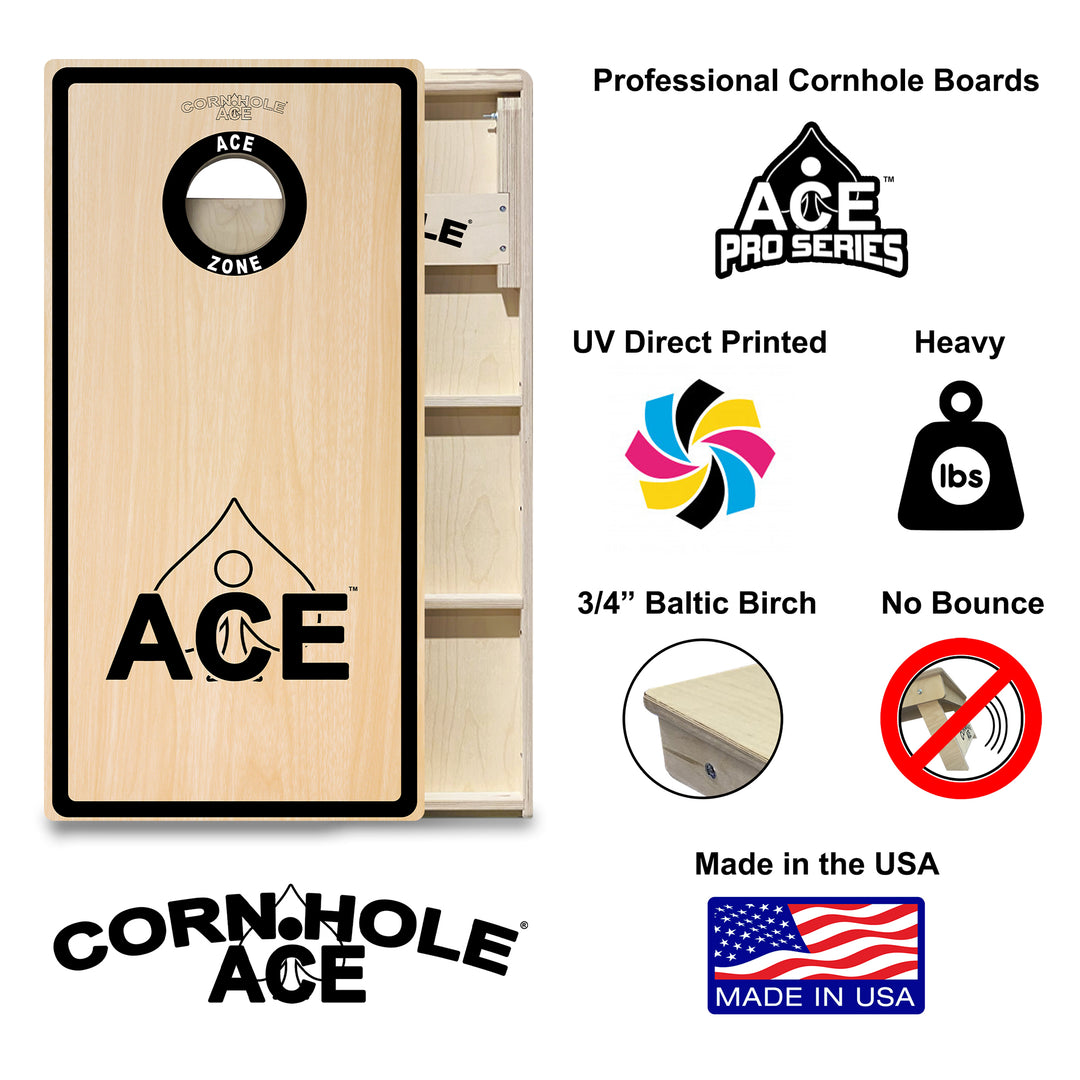 ACE Zone - Black - Cornhole Board Set - Professional