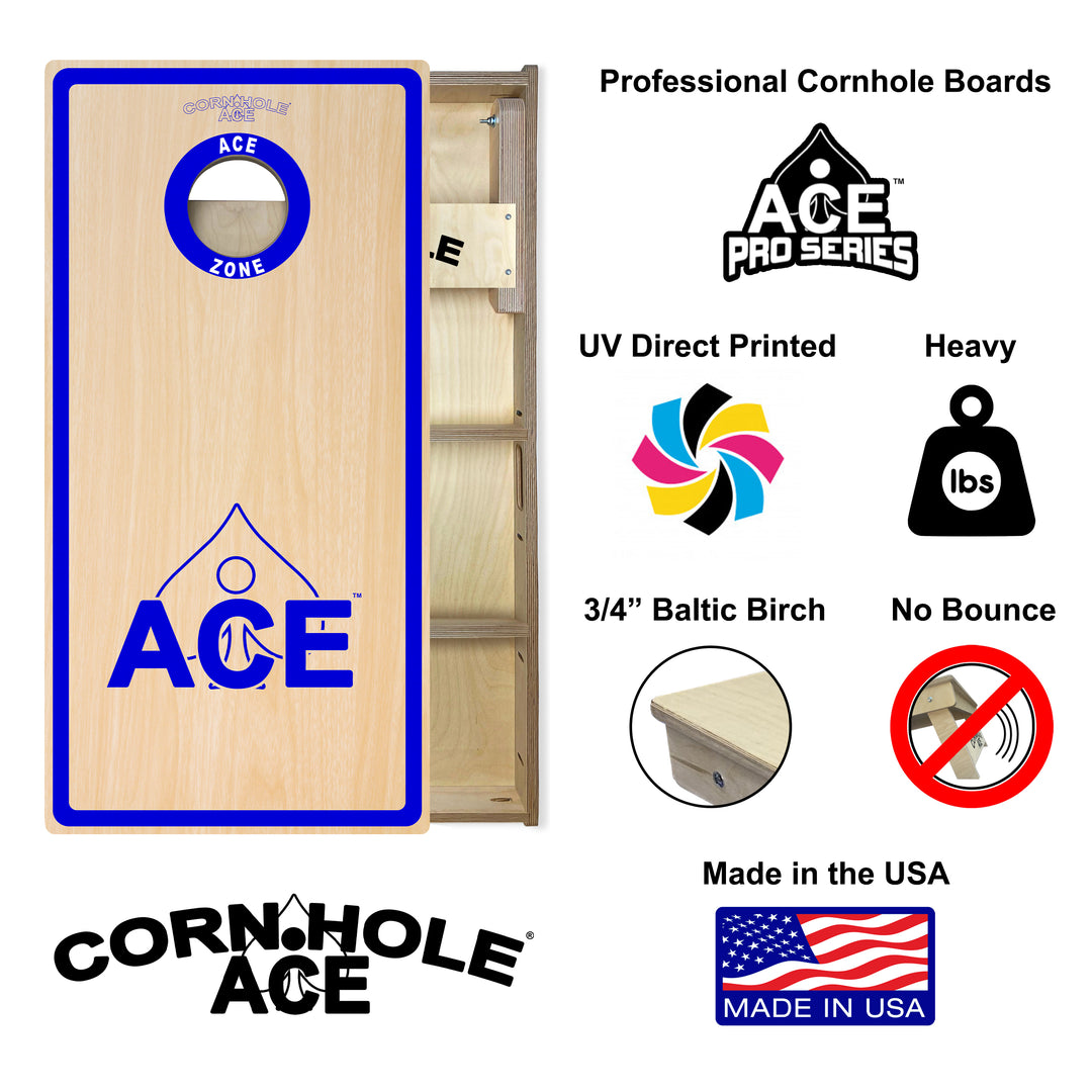 ACE Zone - Navy Blue - Cornhole Board Set - Professional