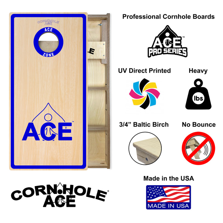 ACE Zone - Navy Blue - Cornhole Board Set - Professional