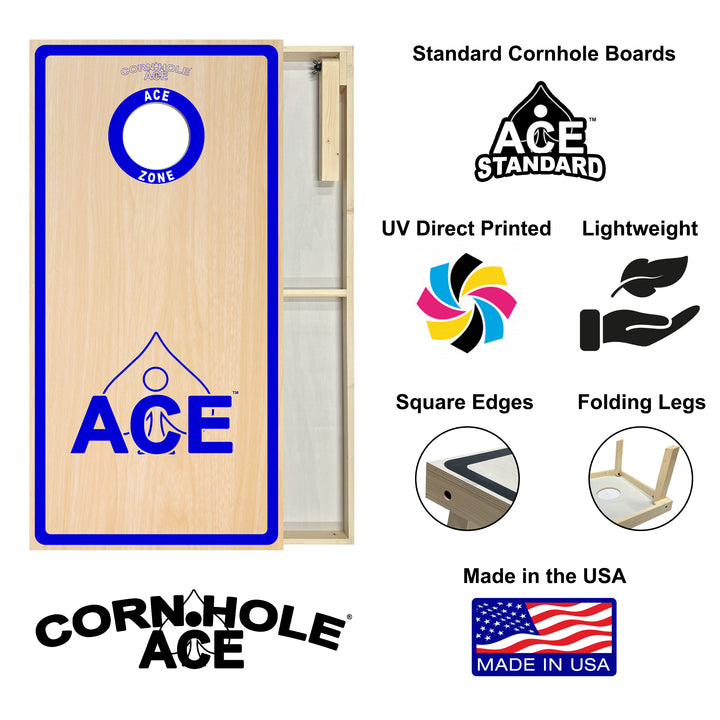 ACE Zone - Navy Blue - Cornhole Board Set - Standard