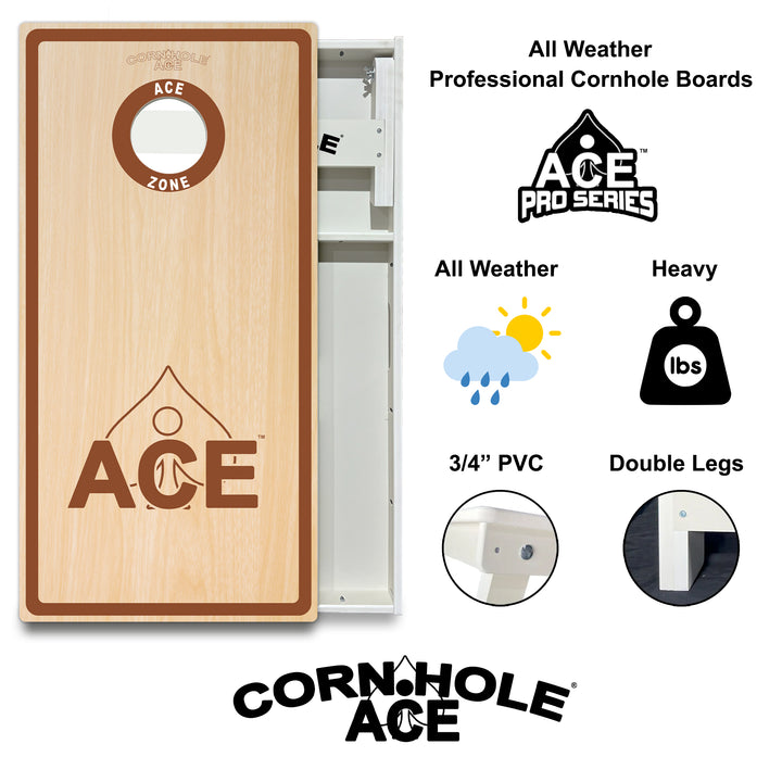 ACE Zone - Brown - Cornhole Board Set - All Weather