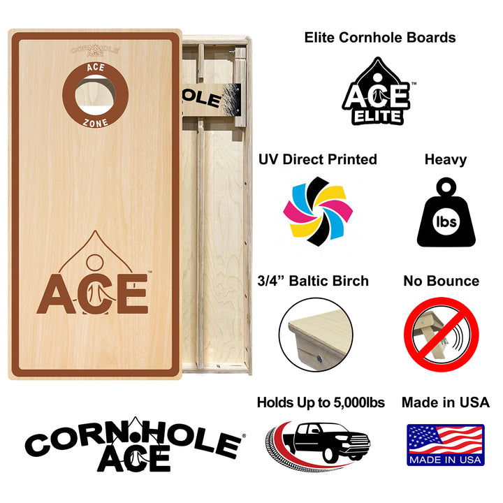 ACE Zone - Brown - Cornhole Board Set - Elite