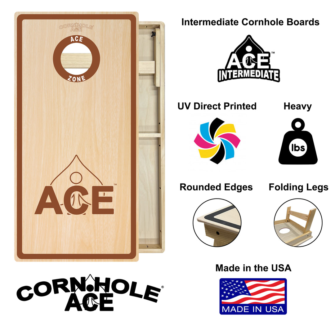 ACE Zone - Brown - Cornhole Board Set - Intermediate