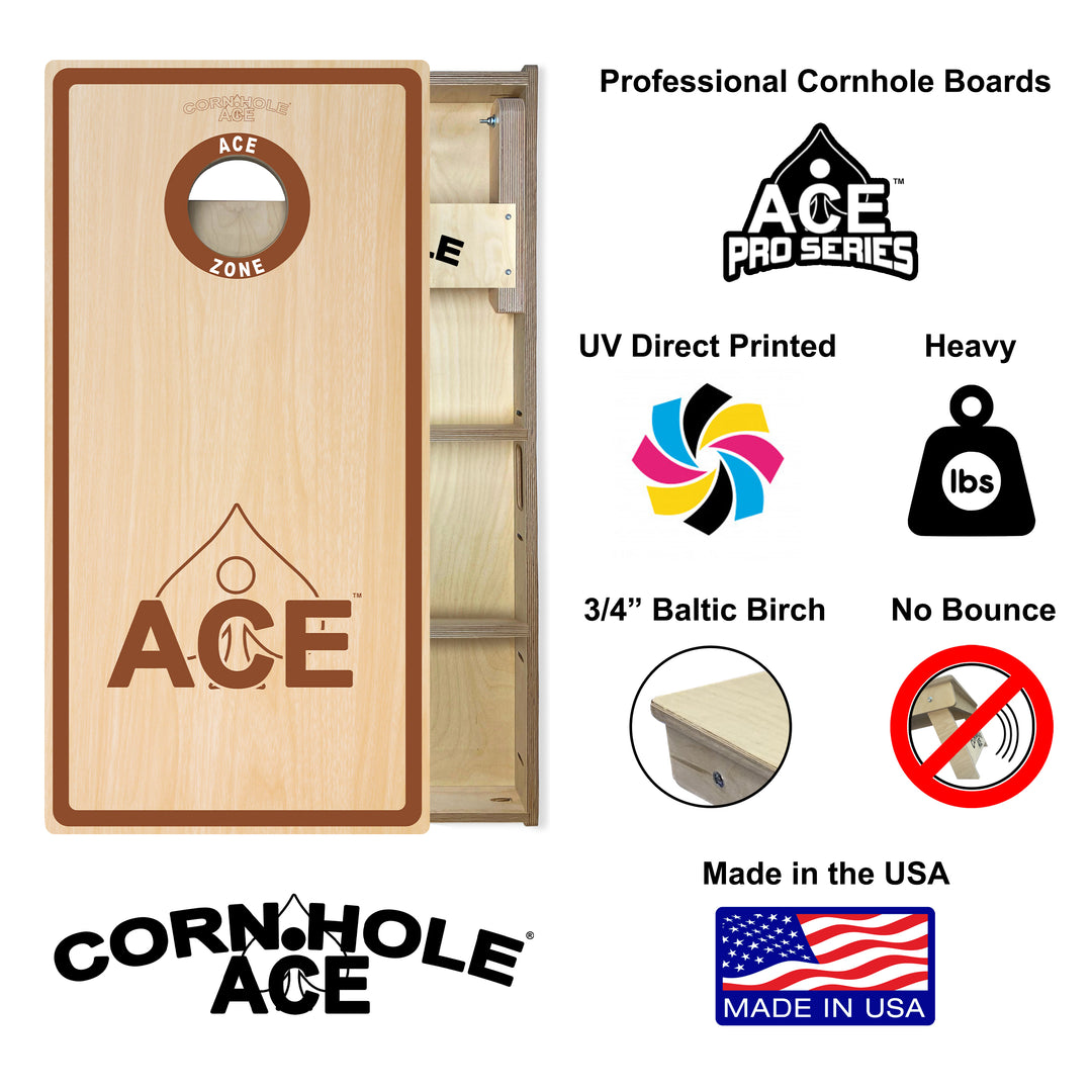 ACE Zone - Brown - Cornhole Board Set - Professional