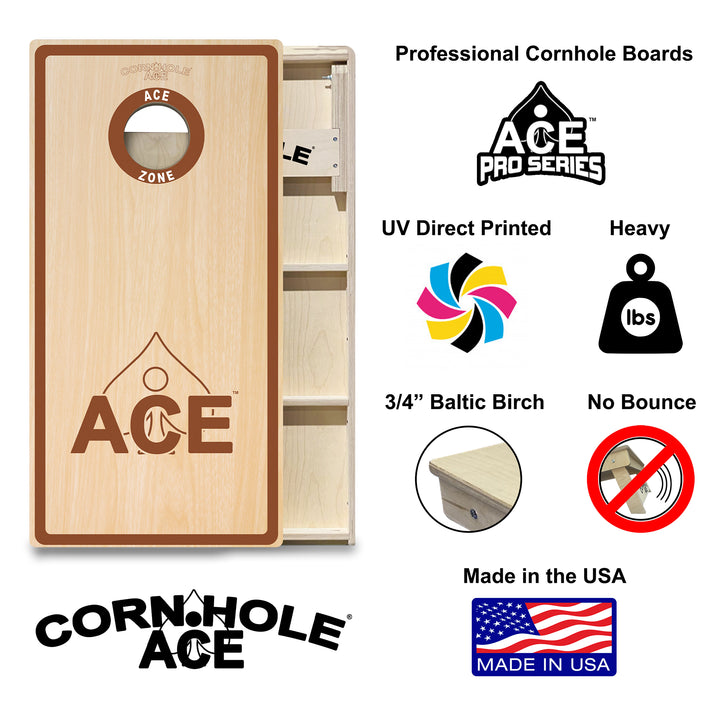 ACE Zone - Brown - Cornhole Board Set - Professional