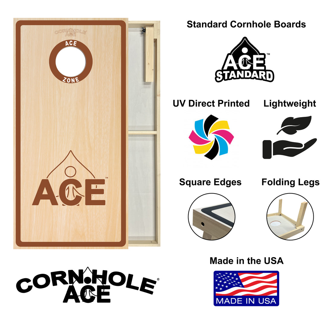 ACE Zone - Brown - Cornhole Board Set - Standard