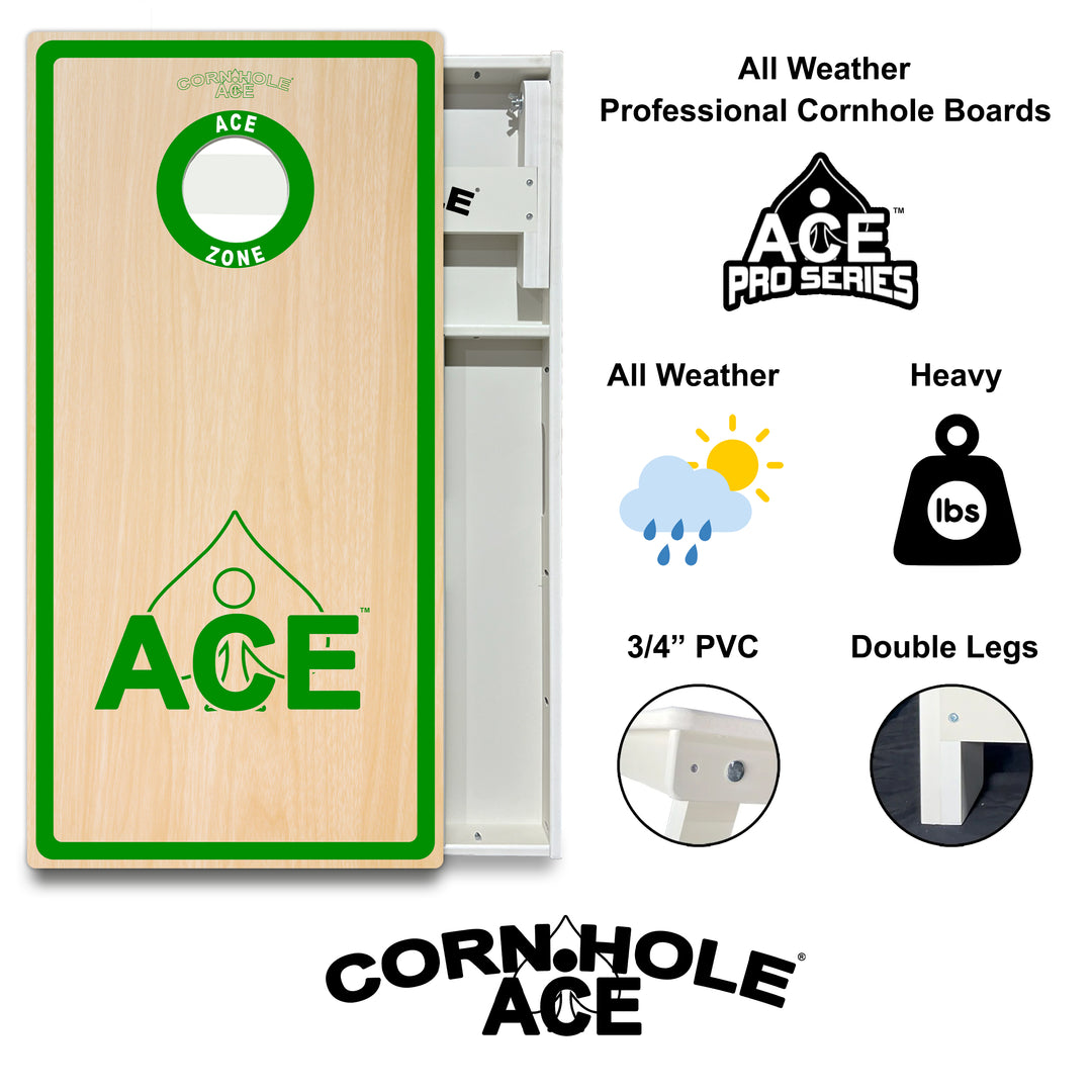 ACE Zone - Green - Cornhole Board Set - All Weather