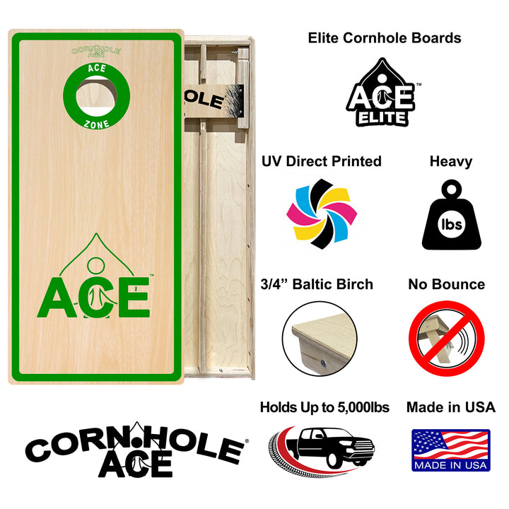 ACE Zone - Green - Cornhole Board Set - Elite