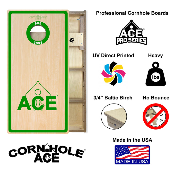 ACE Zone - Green - Cornhole Board Set - Professional