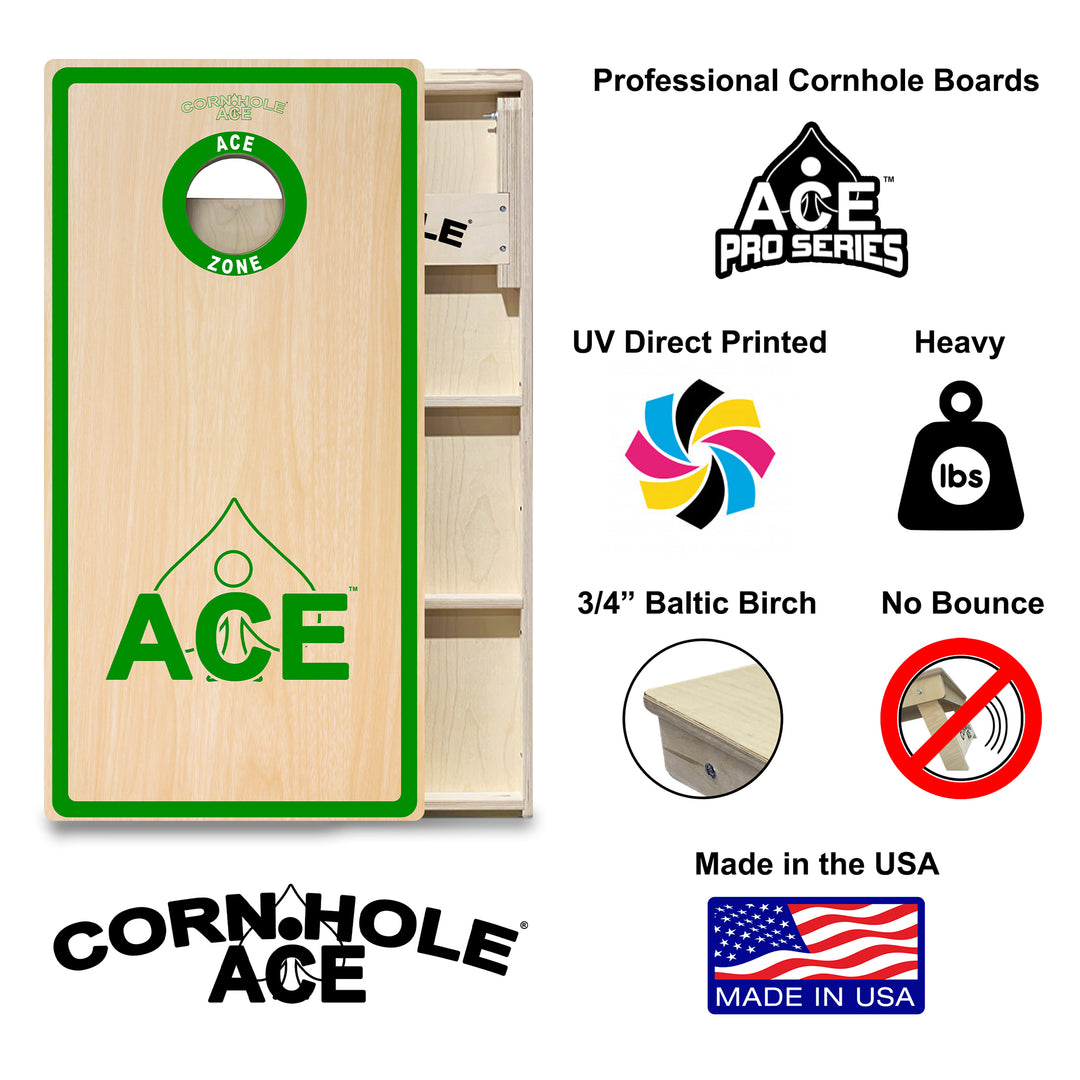 ACE Zone - Green - Cornhole Board Set - Professional