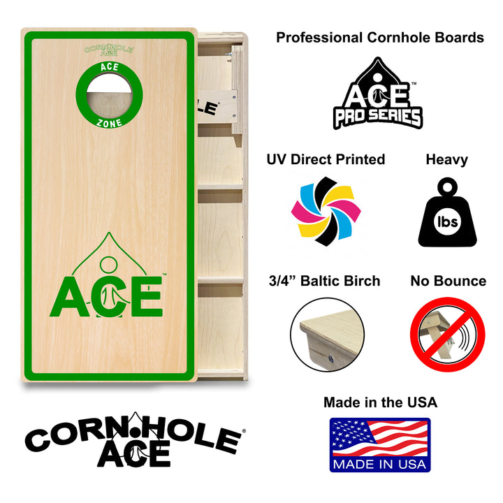 ACE Zone - Green - Cornhole Board Set - Professional