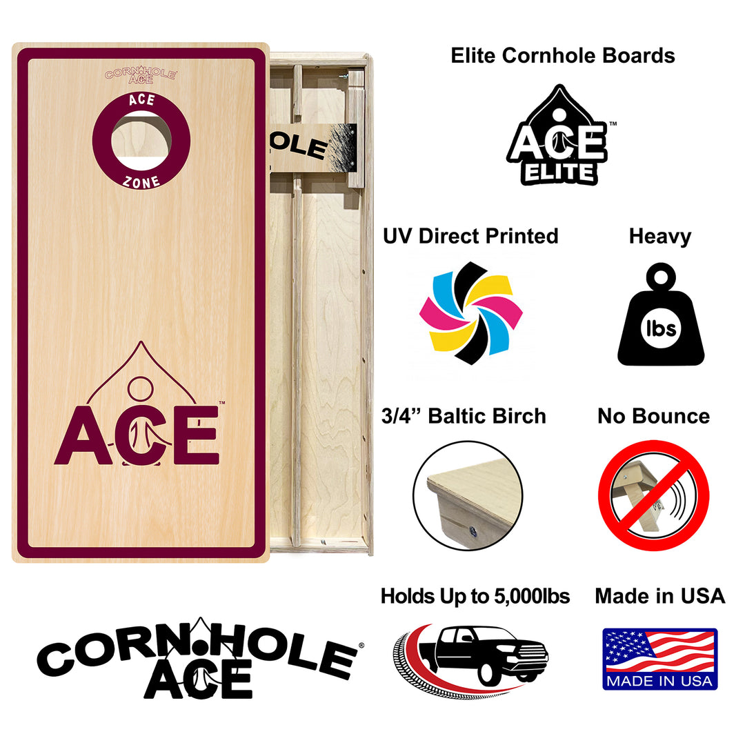 ACE Zone - Maroon - Cornhole Board Set - Elite