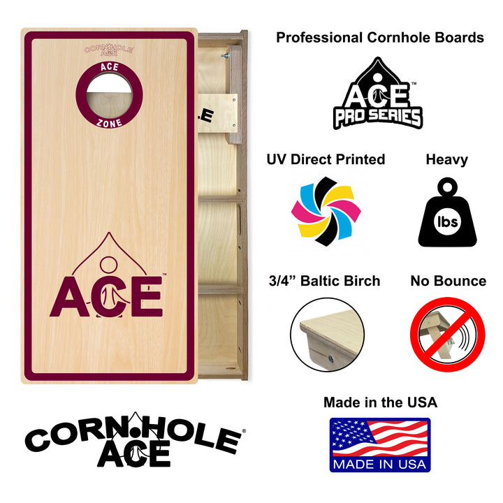 ACE Zone - Maroon - Cornhole Board Set - Professional